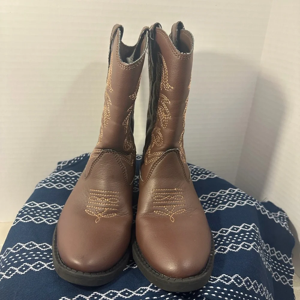 Cowboy Boots  Deer Stags For Kids Size 11￼Ranch Faux Leather Light Brown